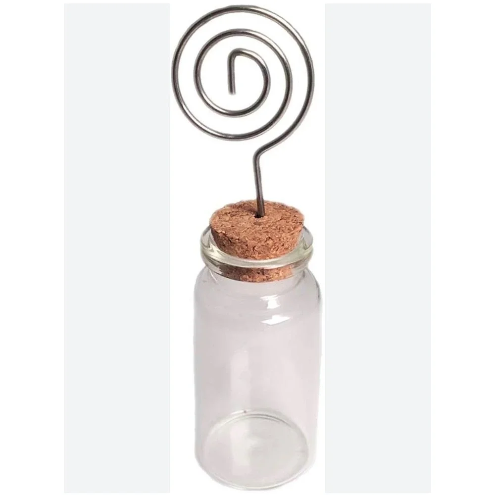 24 Glass Bottle Place Card Holders with Cork and Spiral‎ Wire Wedding Decor